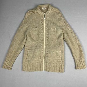 Vintage Women's Excellence Cream Wool Full Zip Long Sleeve Sweater Size Medium
